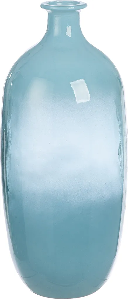 Grand Vase Bouteille Design Novelle en Verre Bleu - Lot de 2 de 38 cm