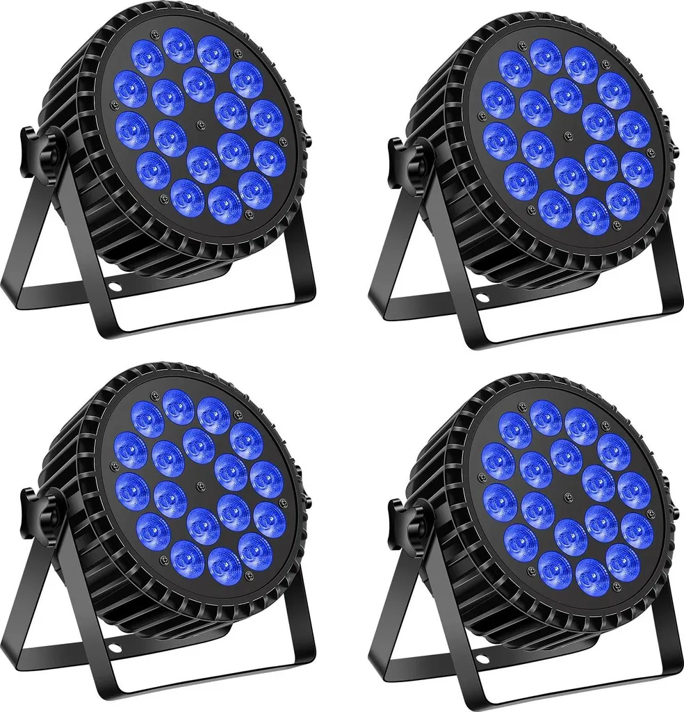 Pack de 4 Spots de Scène LED RGB+UV avec Contrôle DMX pour Soirée