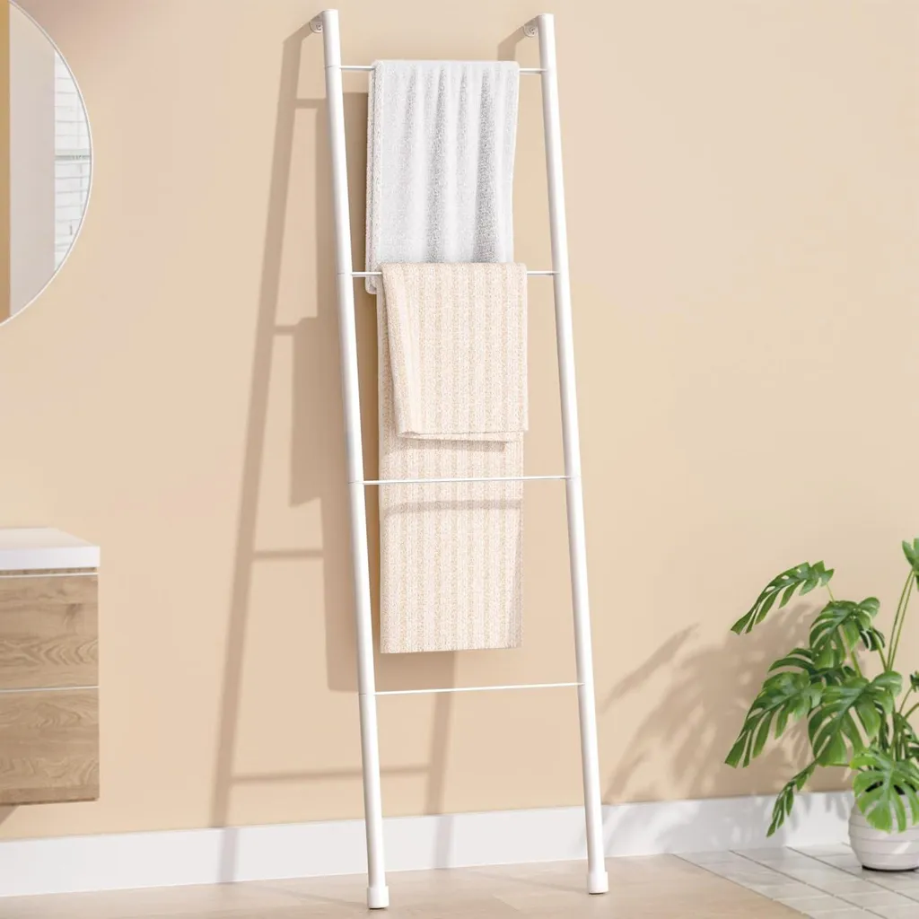 Porte-serviettes 4 couches blanc Allecto Premium - Métal robuste et décoratif