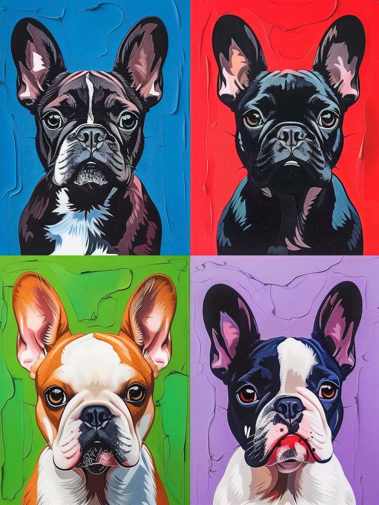 Plakat 75x100cm Französische Bulldoggen