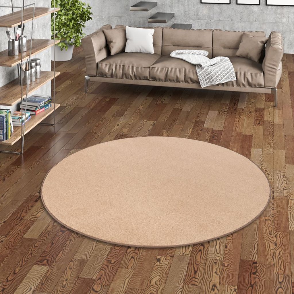 Velours Teppich Joy Karamell Rund, Größe:200 cm Rund