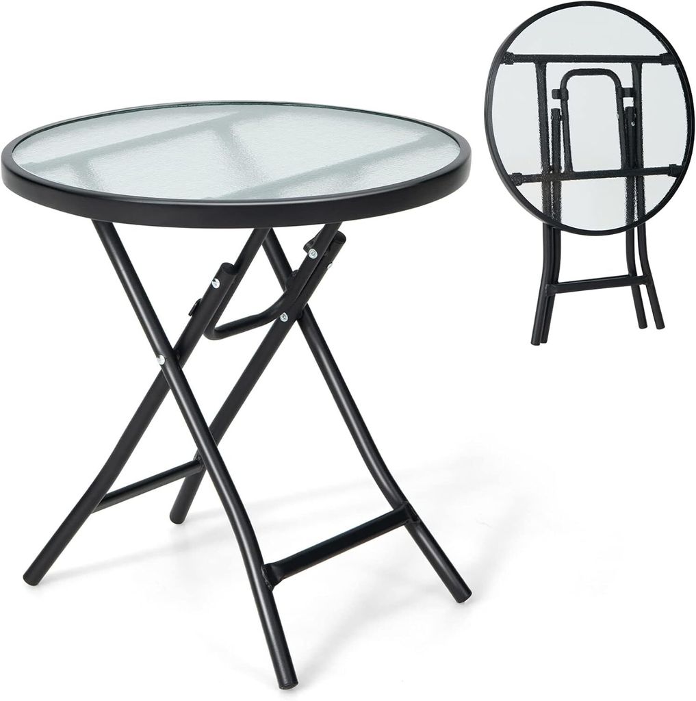 Glas-Gartentisch klappbar, Esstisch aus gehärtetem Glas, Produktbild 