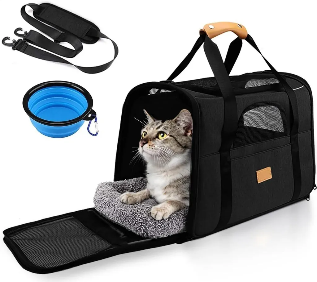 Sac de transport animalier anti-stress pliable avec filet haute aération