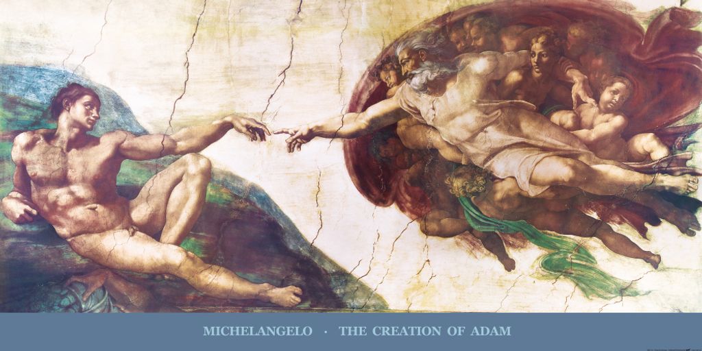 Michelangelo Buonarroti Kunstdruck Bild - Die Erschaffung Adams, 1508-1512 (60 x 120 cm)