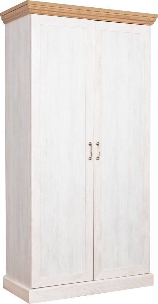 Drehtürenschrank / Kleiderschrank Badile 06, Farbe: Kiefer Weiß / Braun - 187 x 97 x 49 cm (H x B x T)