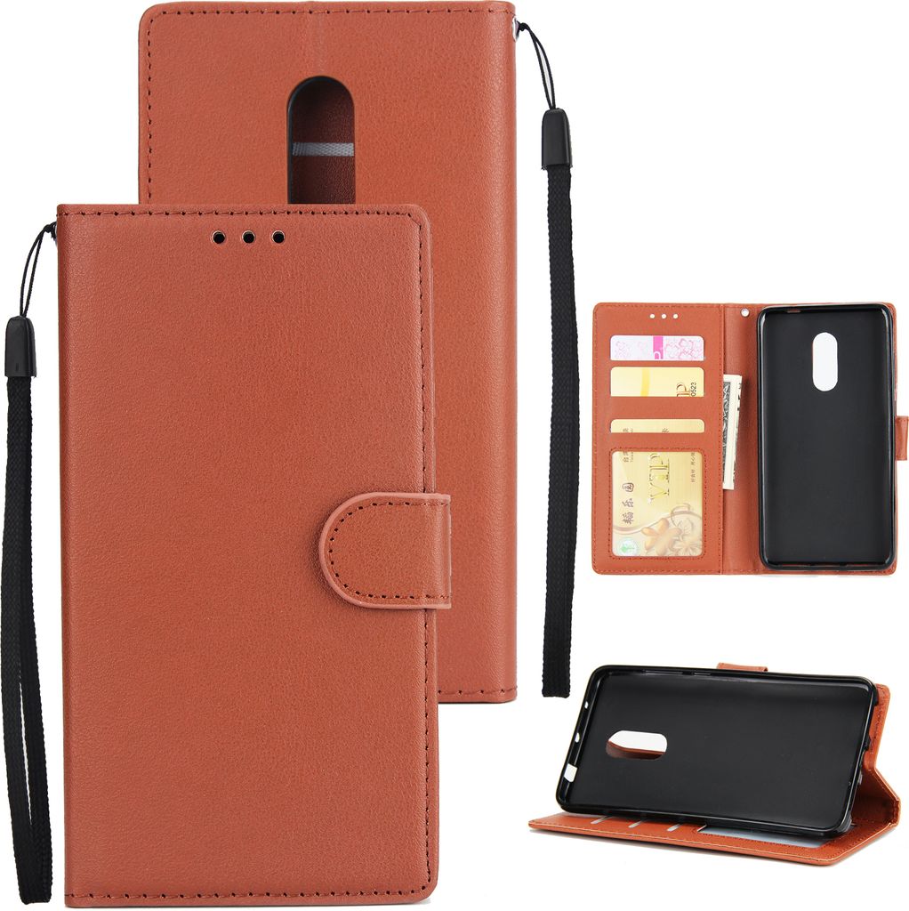 Ultra Slim PolyurethanFull Schutzhülle rutschfest stoßfest Handyhülle mit Kartenablagefach für Xiaomi Redmi Note 4 braun