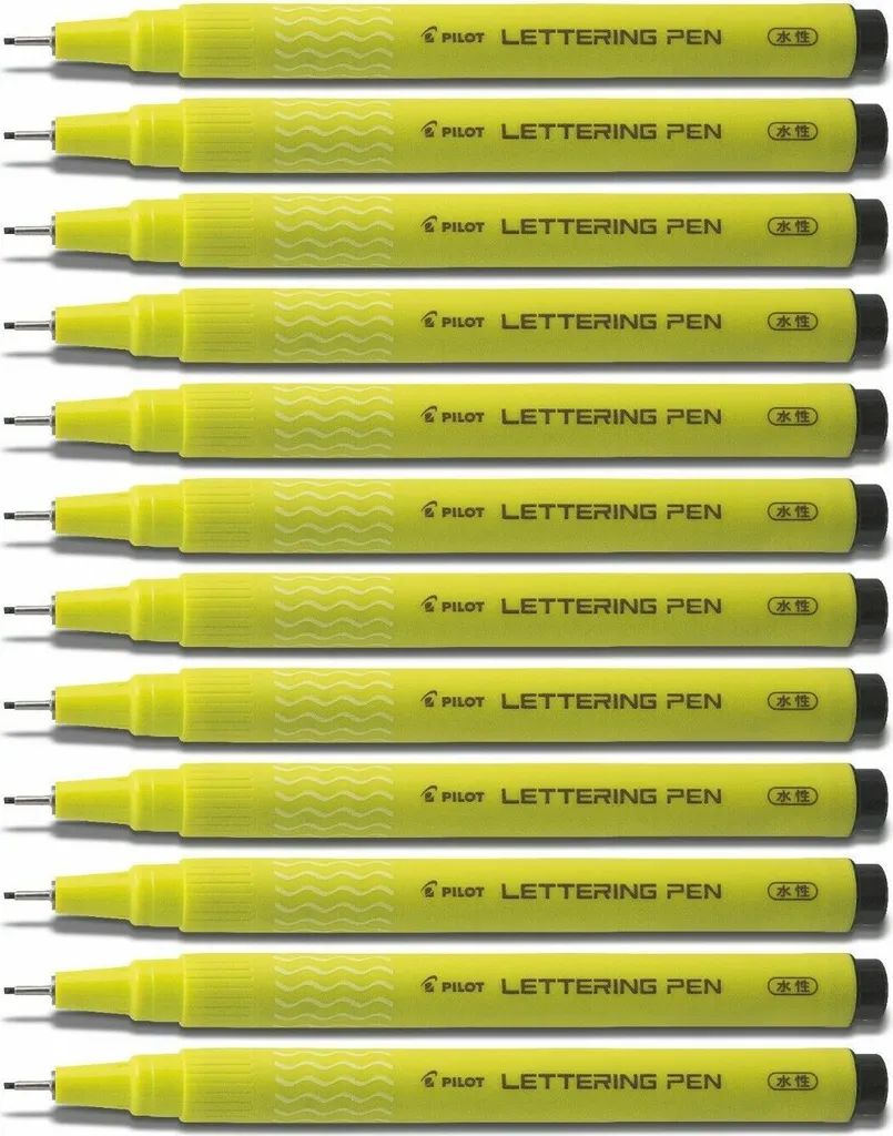 Pilot Fineliner Lettering Pen 1.0 Noir - Lot de 12 Feutres d'Écriture