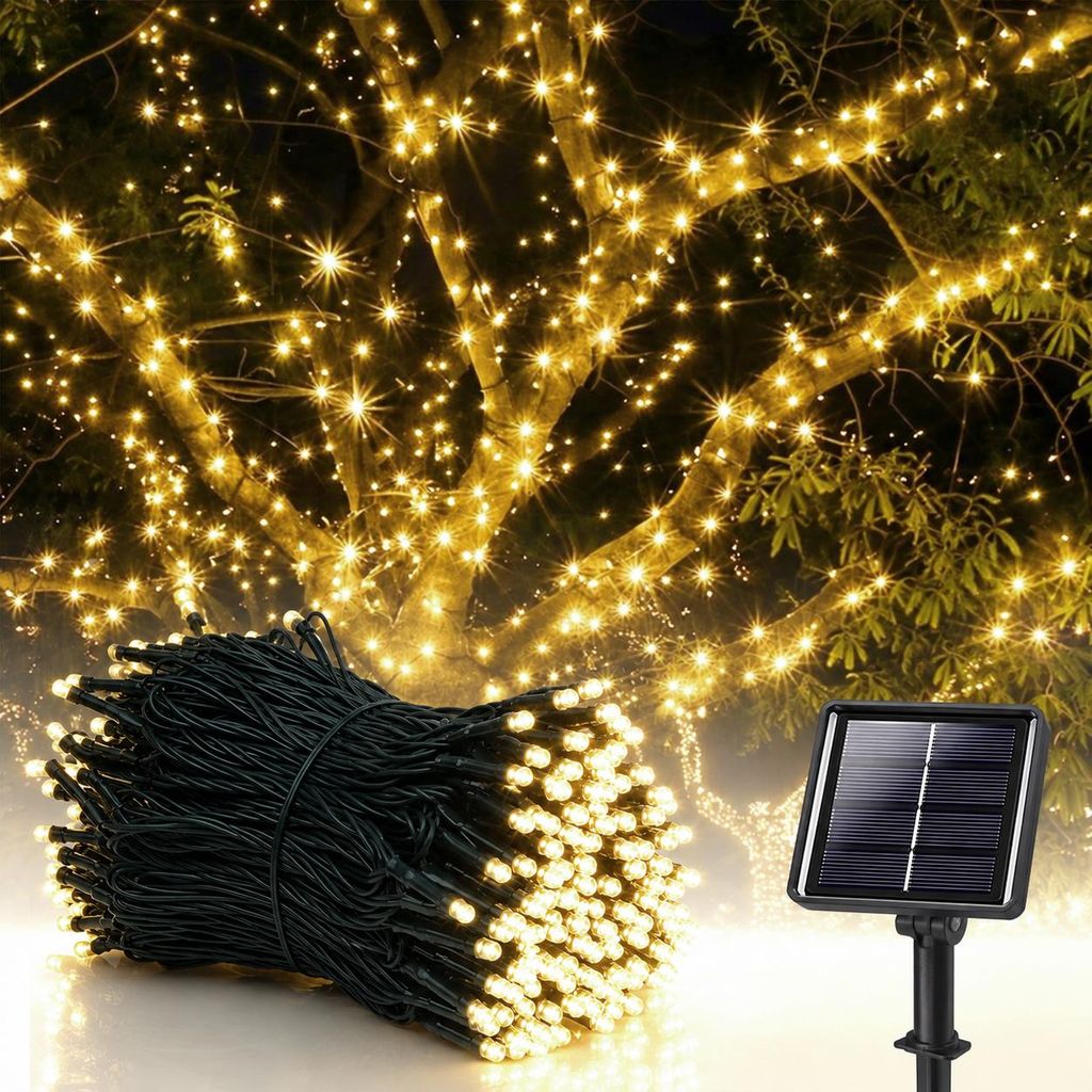 20m 200 LED Solar Lichterkette Warmweiß für Garten & Party