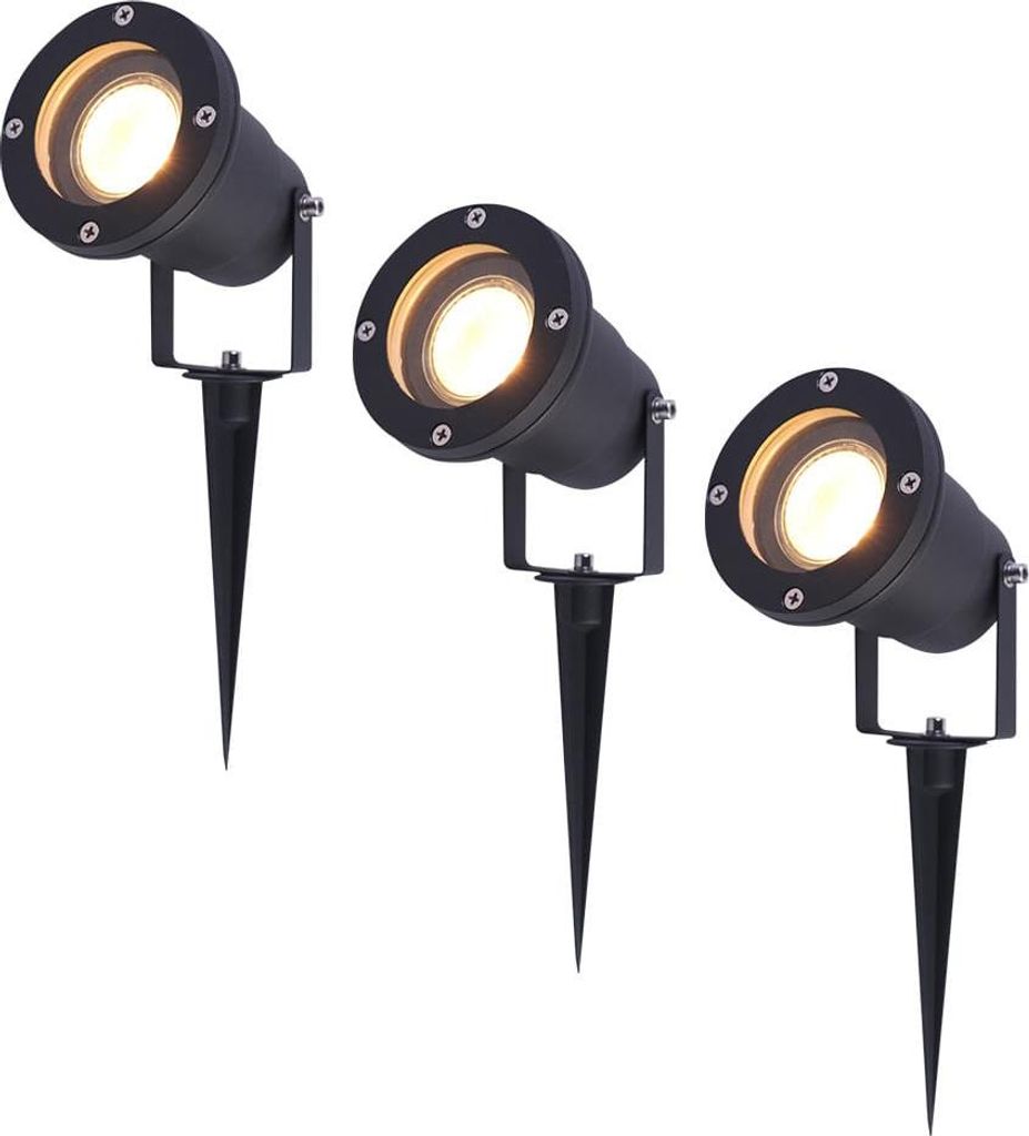 hoftronic LED Gartenstrahler 4W 345lm 2700K Schwarz IP65 3er Set