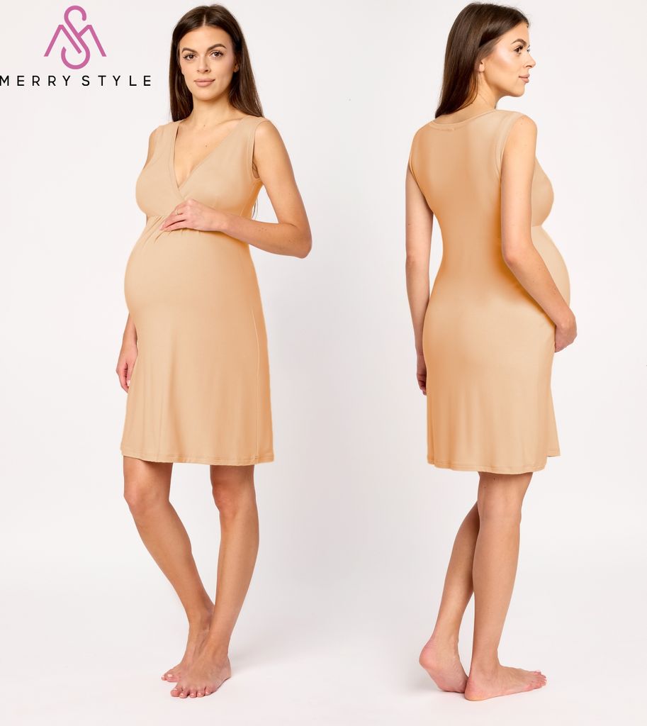 Merry Style Nachthemd Damen Schwangerschaft aus Viskose Stillnachthemd Elegante Nachtwäsche Damen, Leicht, Atmungsaktiv und Hautfreundlich MS10-46...
