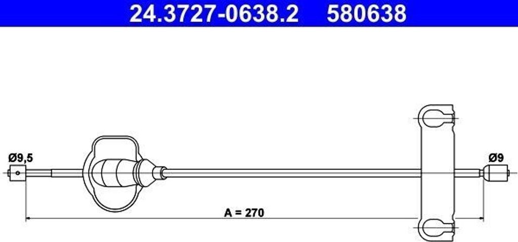 ATE 24.3727-0638.2 - OE 6750550 Handbremsseil für Cougar, Mondeo II