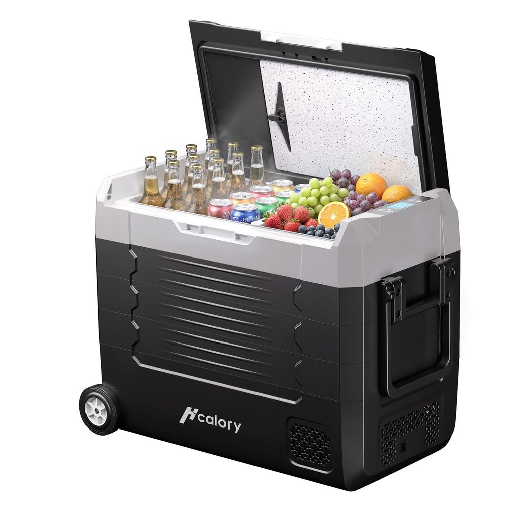 HcaloryD35M 35L Kompressor-Kühlbox Ohne Bluetooth-App, Dual-Zone (-20°C bis +20°C), elektrisch für 12V/24V/230V mit Rollen, Trennwand & Schneid...