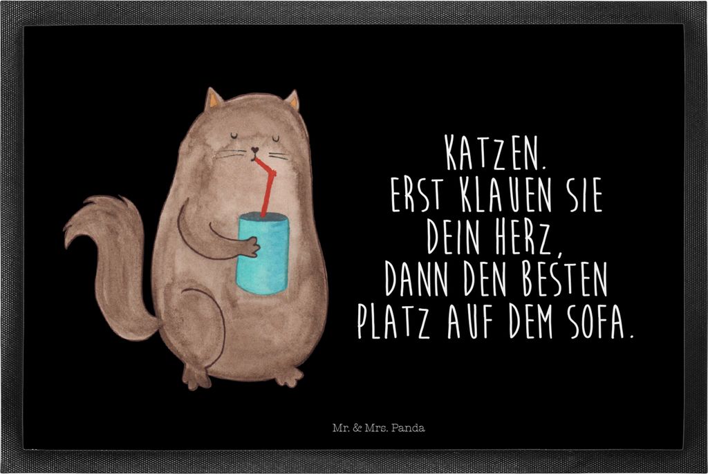 Mr. & Mrs. Panda fußmatte Katze Dose 40 x 60 cm - Schwarz - Geschenk, Gummimatte, Herz, Cat, Bezaubernd, Schmutzfangmatte, Schmutzmatte, Türvorle...