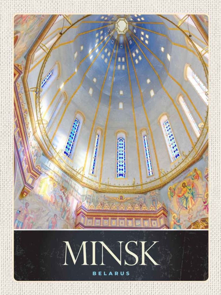 vianmo Holzschild 40x30 cm Minsk Belarus Kirche Jesus Christus Bildmotiv Reisemotiv Europa