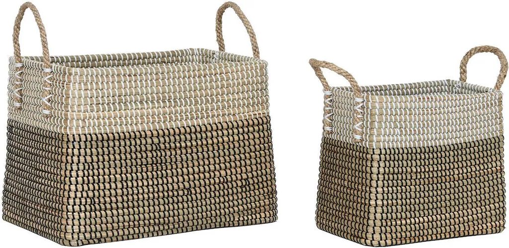Organisez votre Intérieur : Paniers de Rangement Boho Blanc Noir 2pcs
