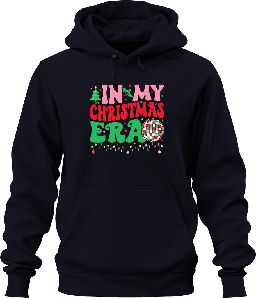 In My Christmas Era Weihnachten Disco Kugel Lichterkette Retro Uni Hoodie Kapuzenpullover, Navy, S