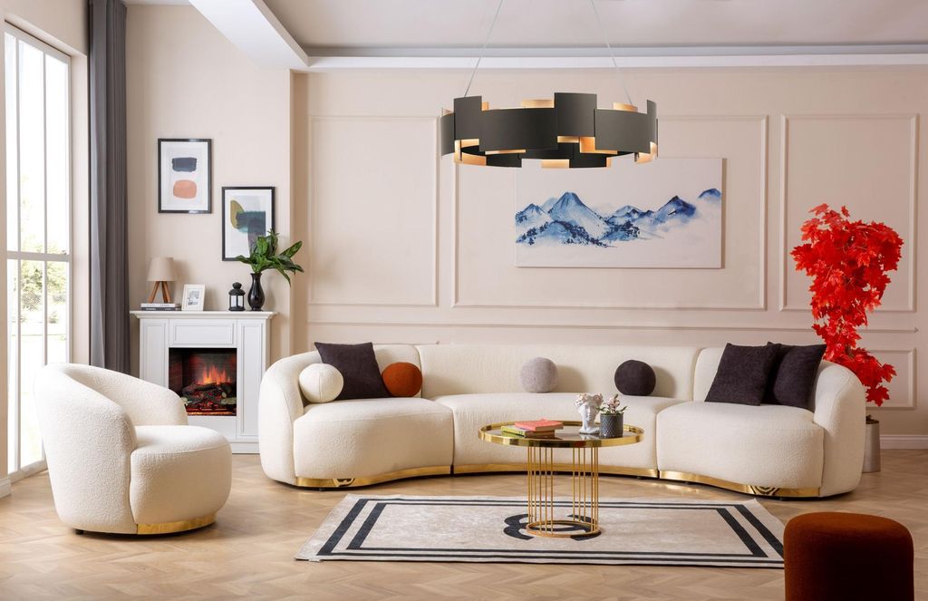 Designer Wohnzimmer Set Modern Sofagarnitur Rund sofa + Sessel 2tlg.