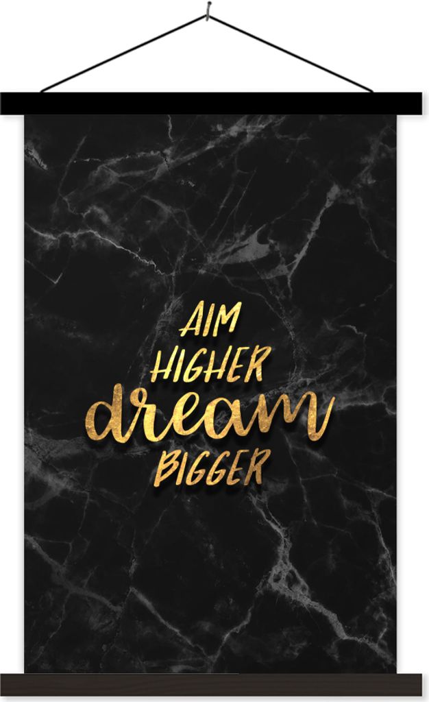 MuchoWow Textilposter Zitate - Traum - Gold - Marmor 120x180 cm mit schwarzem Rahmen - Fotos