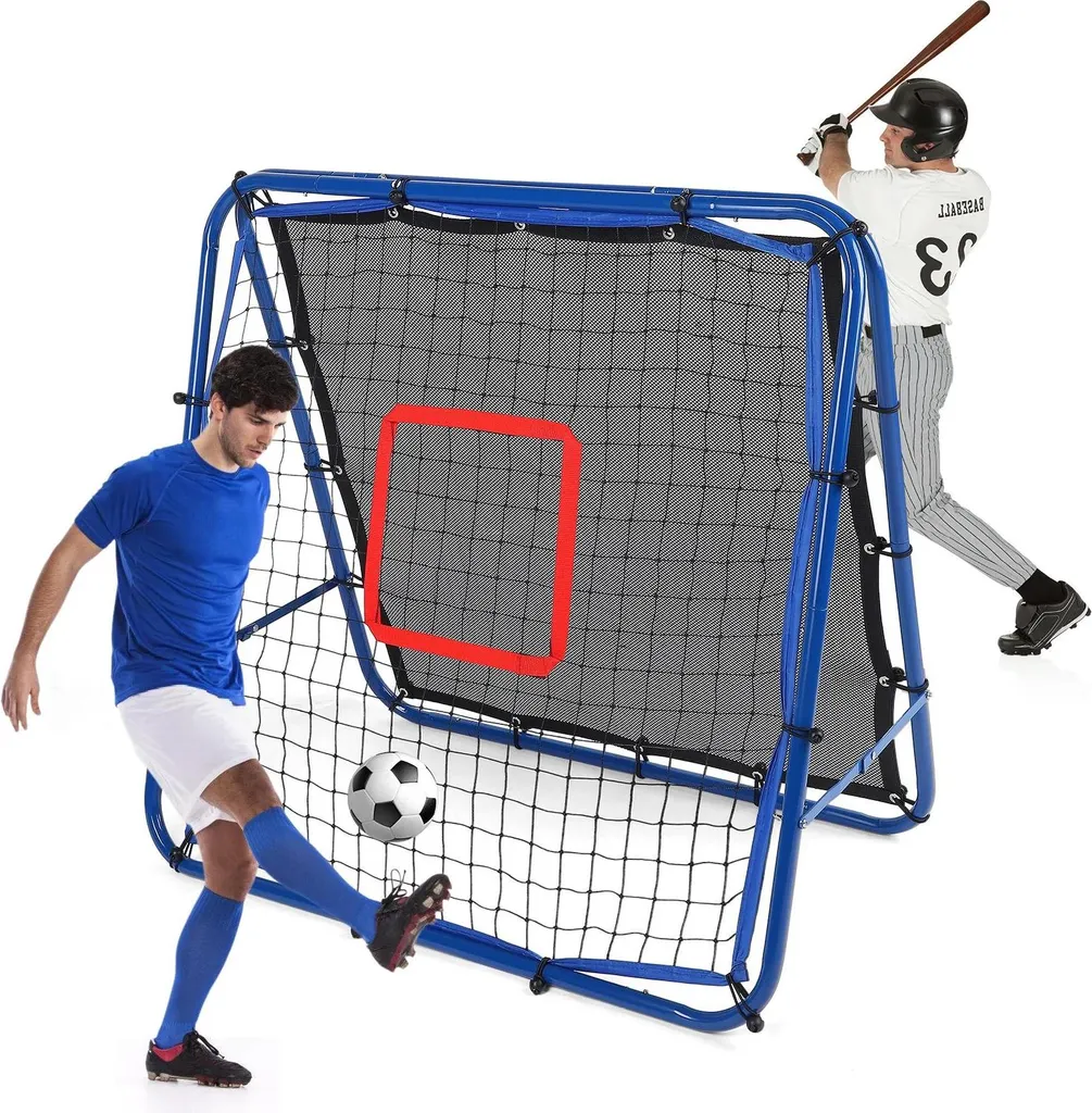 Rebondisseur de football 100x100 cm bleu - Filet d'entraînement double