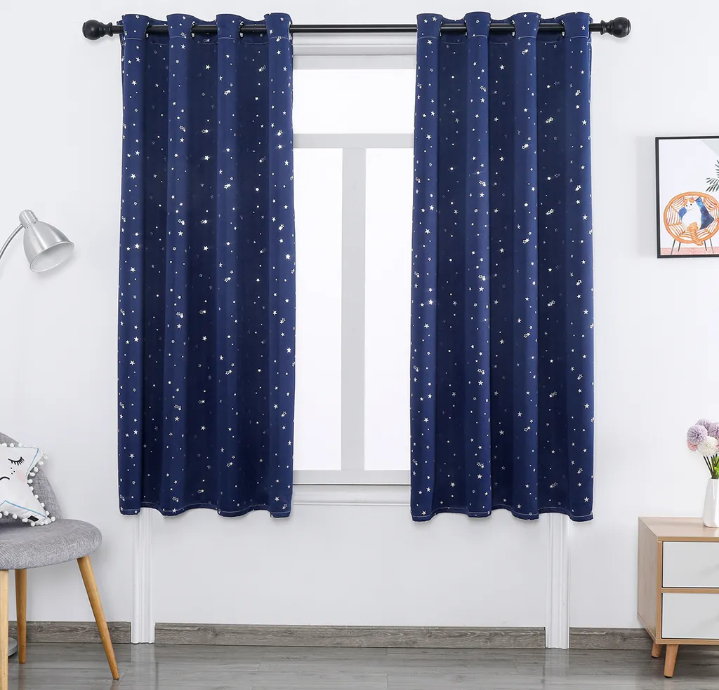 Rideau occultant motifs étoiles pour salon et chambre - 132x160 cm
