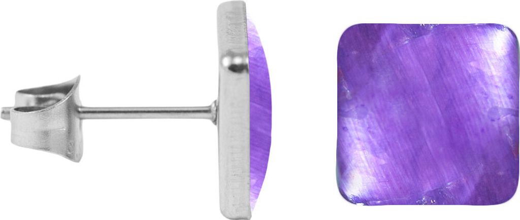 Chirurgenstahl Ohrstecker Perlmutt Quadrat Farbe - Dunkles Lila