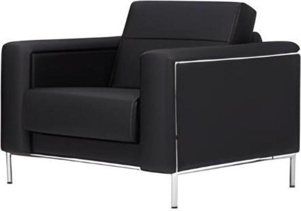 Sessel Modern Sessel 1 Sitz Leder Luxus Büromöbel Schwarz Design Sessel