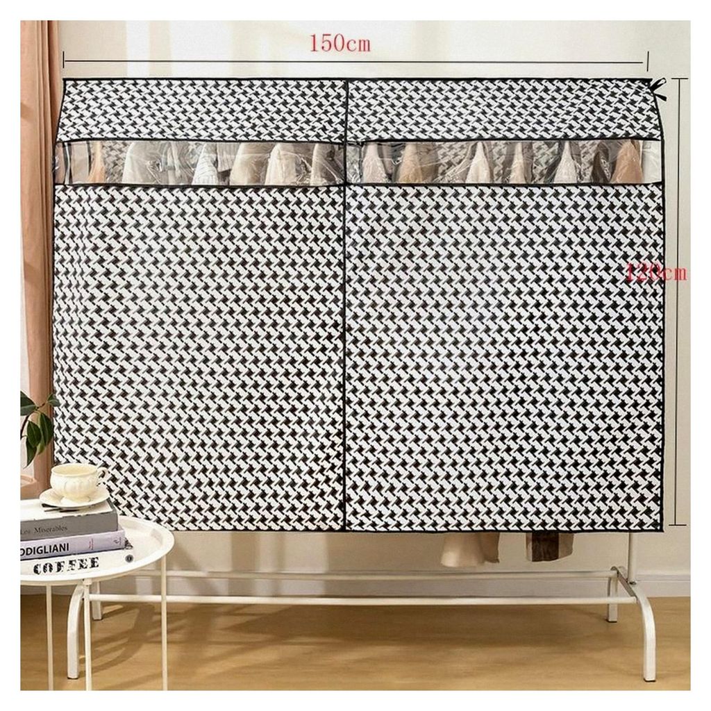 Kleidersack Abdeckung für Kleiderständer 120×150cm Staubschutz Atmungsaktive Schutzhülle Feuchtigkeitsbeständig mit Magic Tape