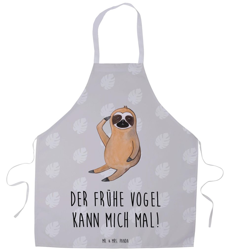 Mr. & Mrs. Panda Arbeitsschürze Faultier Vogel - Grau Pastell - Geschenk, Kochschürze, Küchenzubehör, Früher, Grillschürze, Schürze, Kochbek...