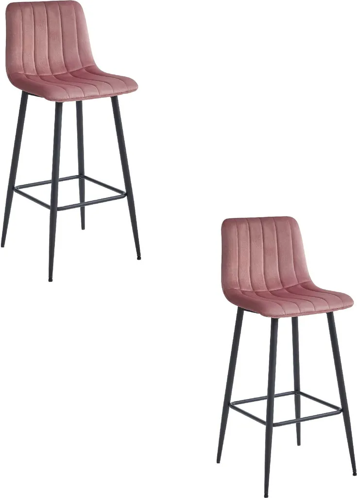 Offerta Set 2 Sgabelli POZZA Velluto Rosa Scuro - Alta Qualità e Comfort
