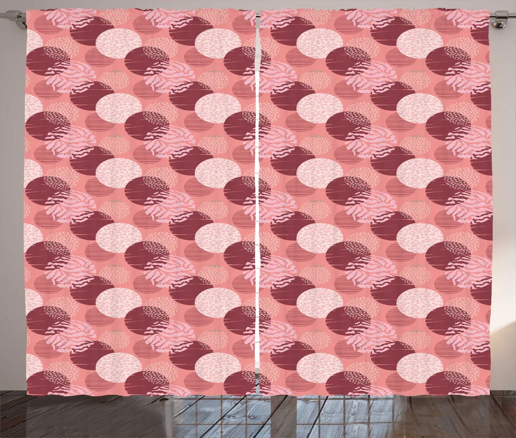 Rideau de Salon Design Rustique pour Grande Fenêtre 280x225 cm Corail