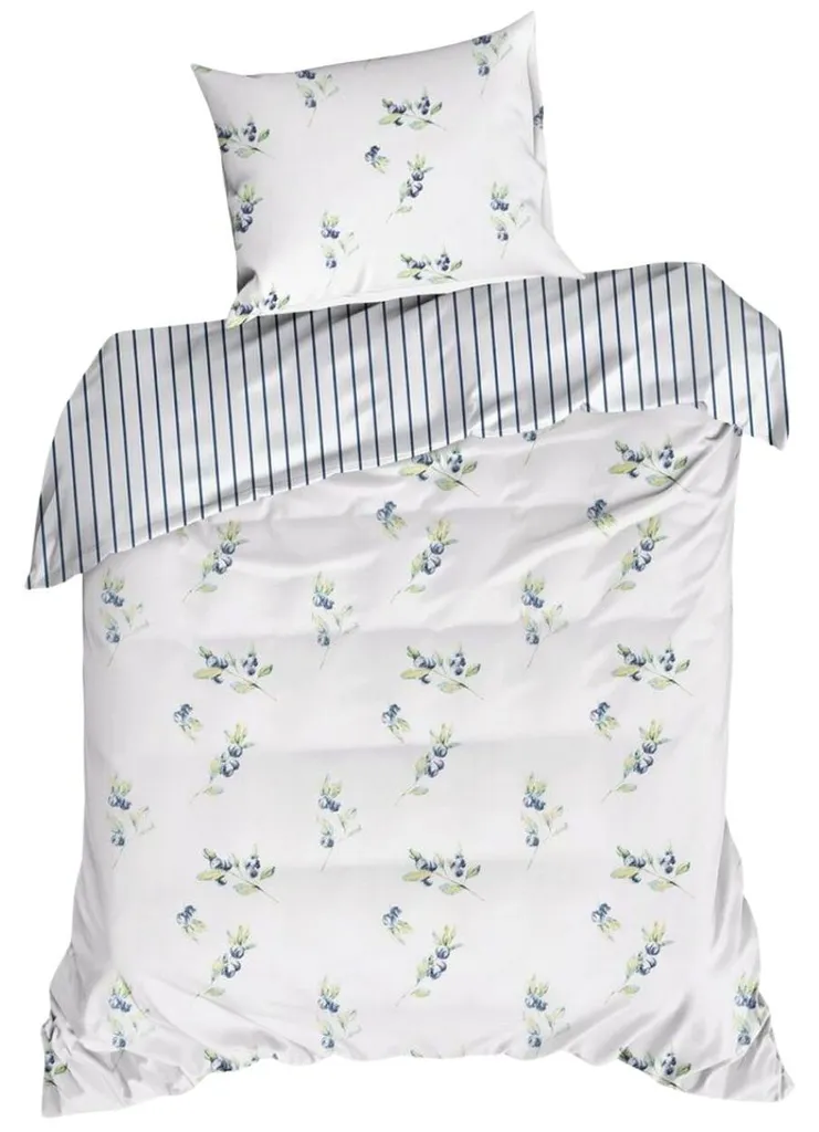 Housse de couette Eurofirany 140x200 en satin de coton blanc floral