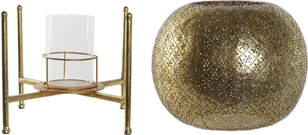 Chandelier Centre de Table Or et Cristal Home ESPRIT Design Chic 29cm