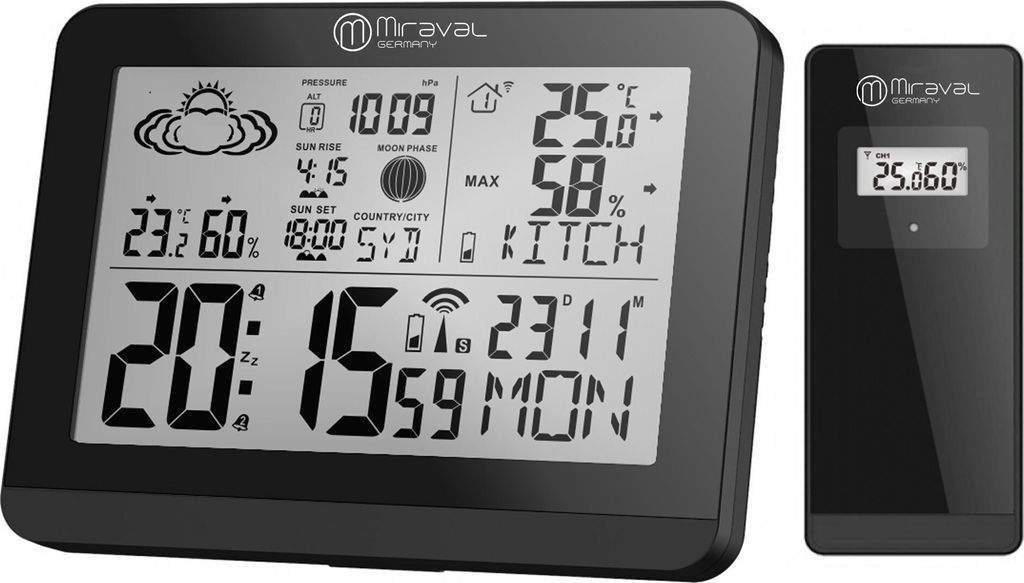 Moderne Design Funk-Wetterstation mit Aussensensor Produktbild 