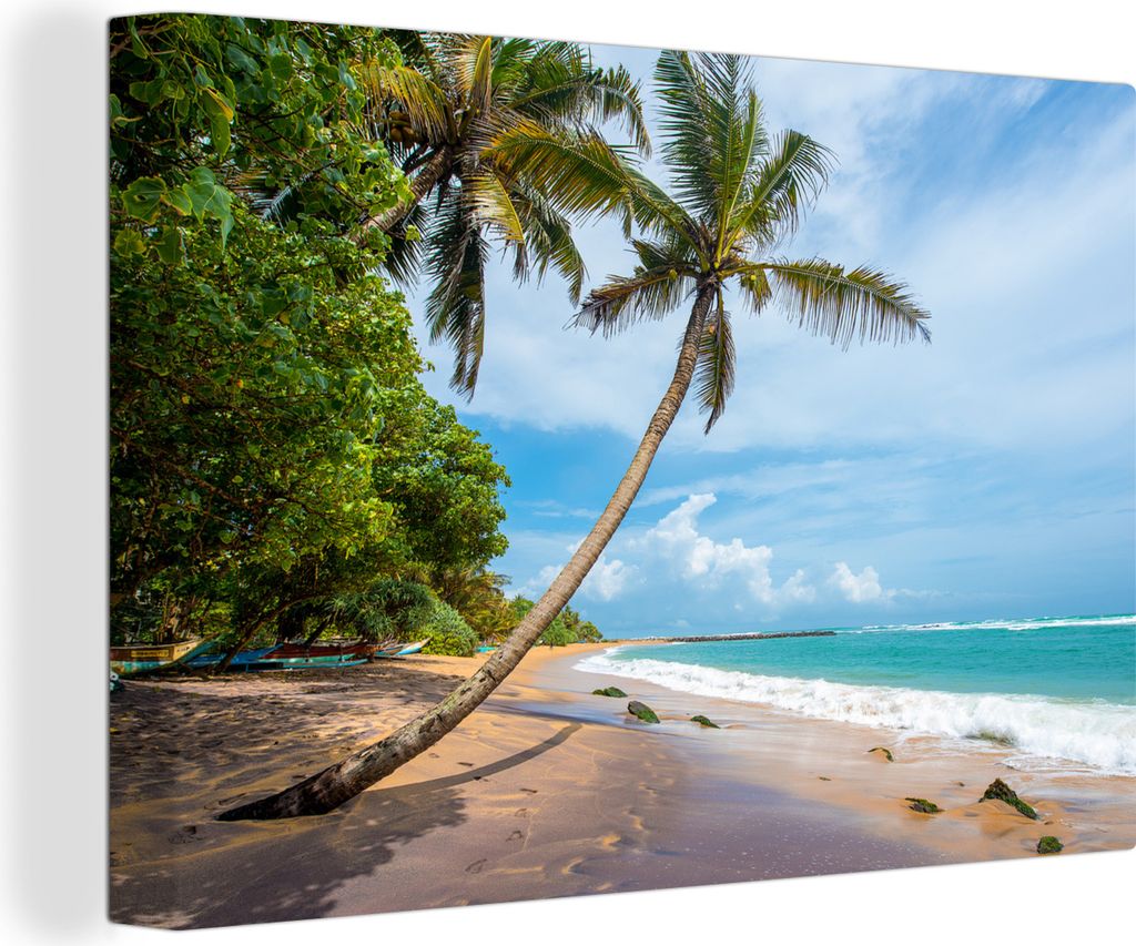 OneMillionCanvasses - Leinwandbilder - 140x90 cm, Palme - Strand - Meer, Wandbilder Kunstdruck Wanddekoration