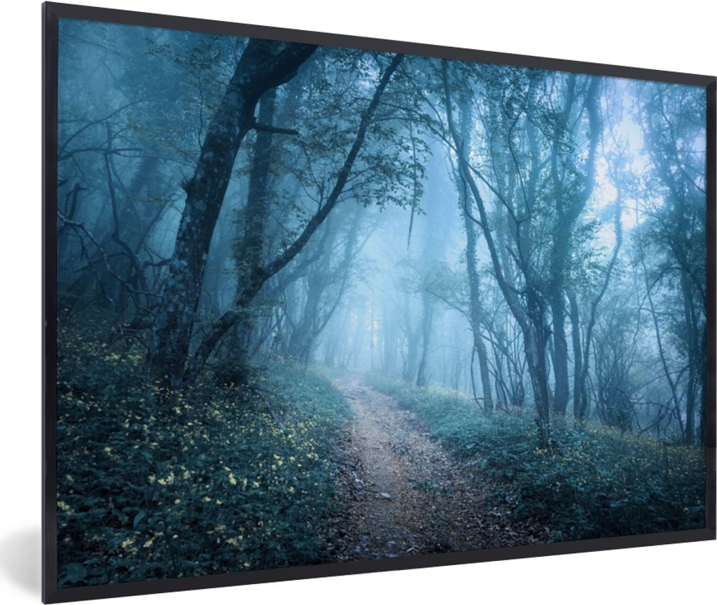 MuchoWow Gerahmtes Poster Bäume - Natur - Nebel 30x20 cm - Poster mit Schwarzem Bilderrahmen Wandposter Rahmen Foto Bilder - Kunstdruck - Bild-P...