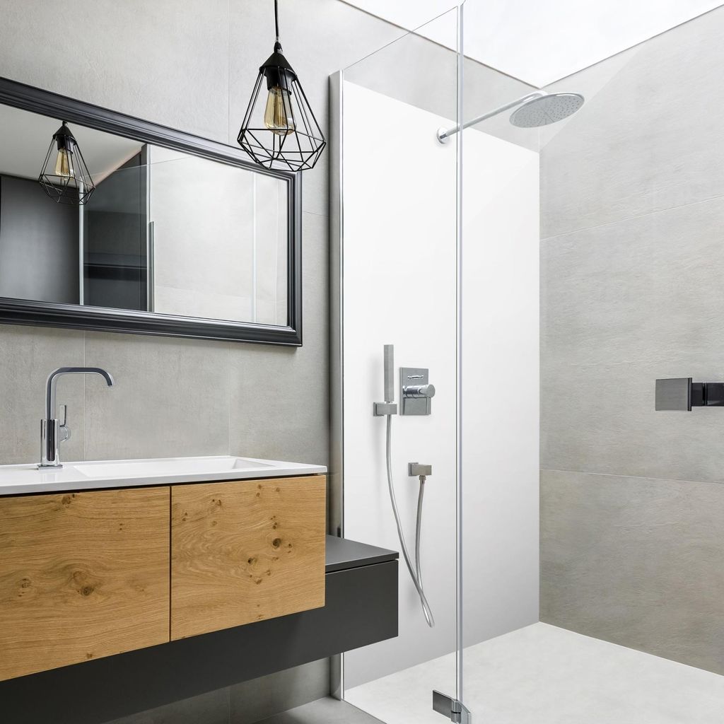 Duschrückwand mit Motiv selbstklebend - 0.35 mm Wandpaneel wasserfest Design weiss Unifarben Badrückwand fugenlos Smart matt 90x190 cm