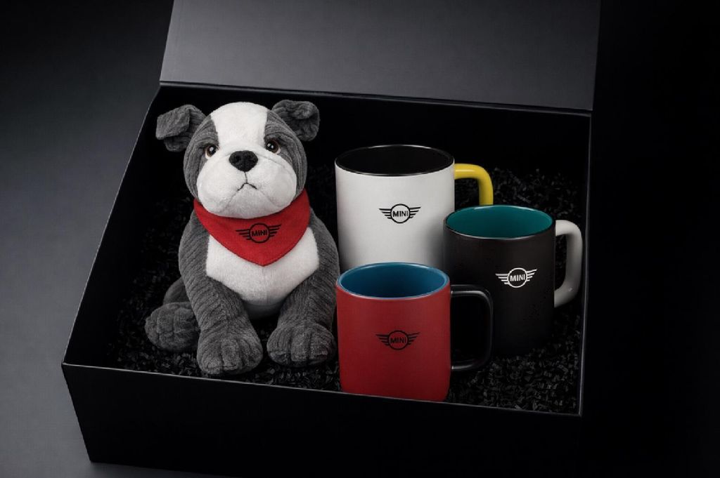 MINI Exklusive Geschenkbox Tassen Bulldog 2.0 I 3 Porzellantassen I Bulldogge Plüschtier I Ideal als Geschenk Fans I Geburtstag Weihnachten