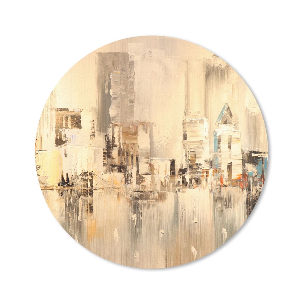 MuchoWow Mauspad Mousepad Gemälde - Öl - Abstrakt - Skyline 50x50 cm - Mousepads - Maus Mat - Pad - Mausunterlage - Vinyl