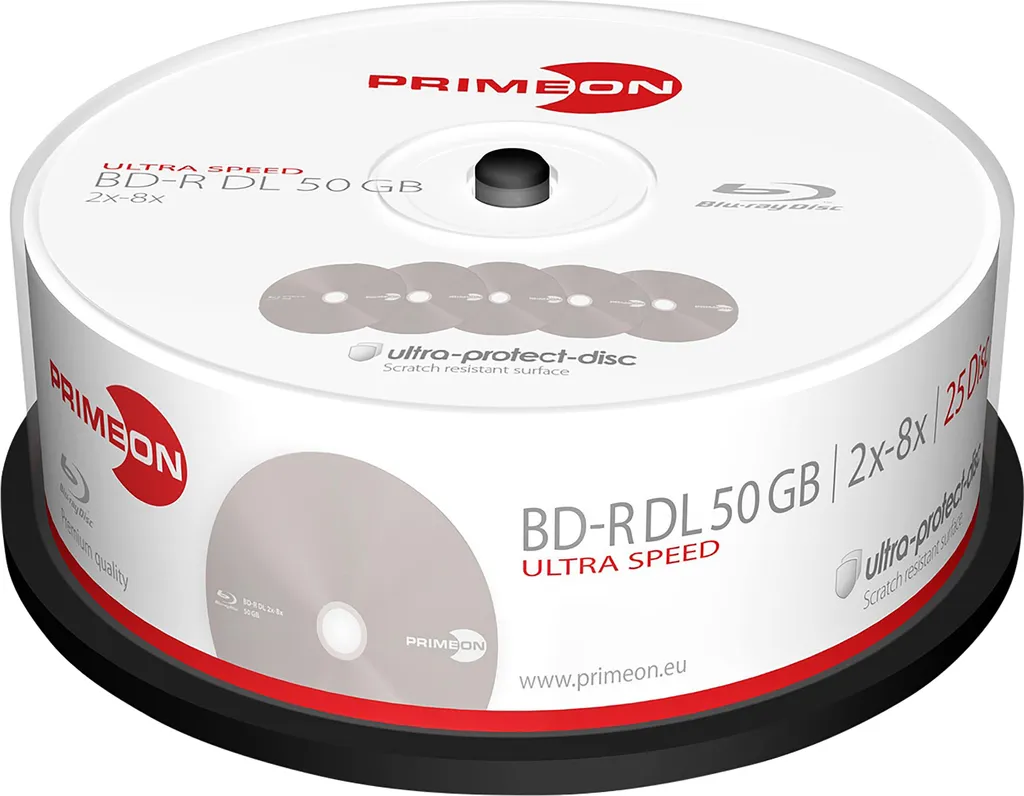Primeon 2761318 Blu-ray BD-R DL 50 GB Spindle de 25 disques Double Couche