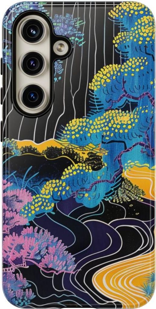 Bunte abstrakte Bäume und Fluss – Hülle Kompatibel mit Samsung Galaxy S24