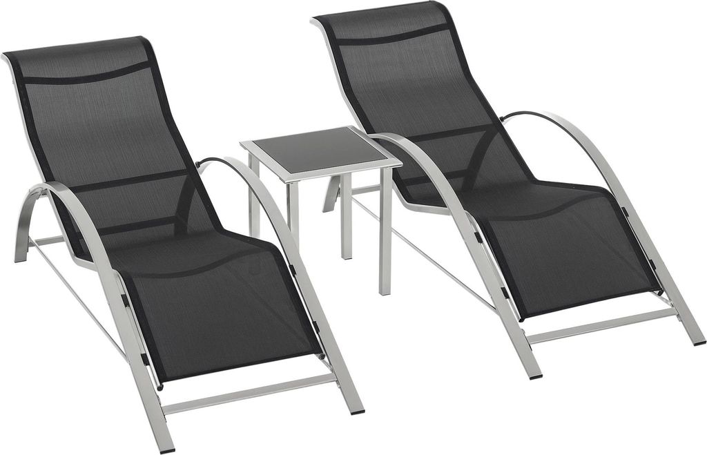 Outsunny 3-tlg. Gartenliege mit Tisch Gartensitzgruppe Mesh Produktbild 