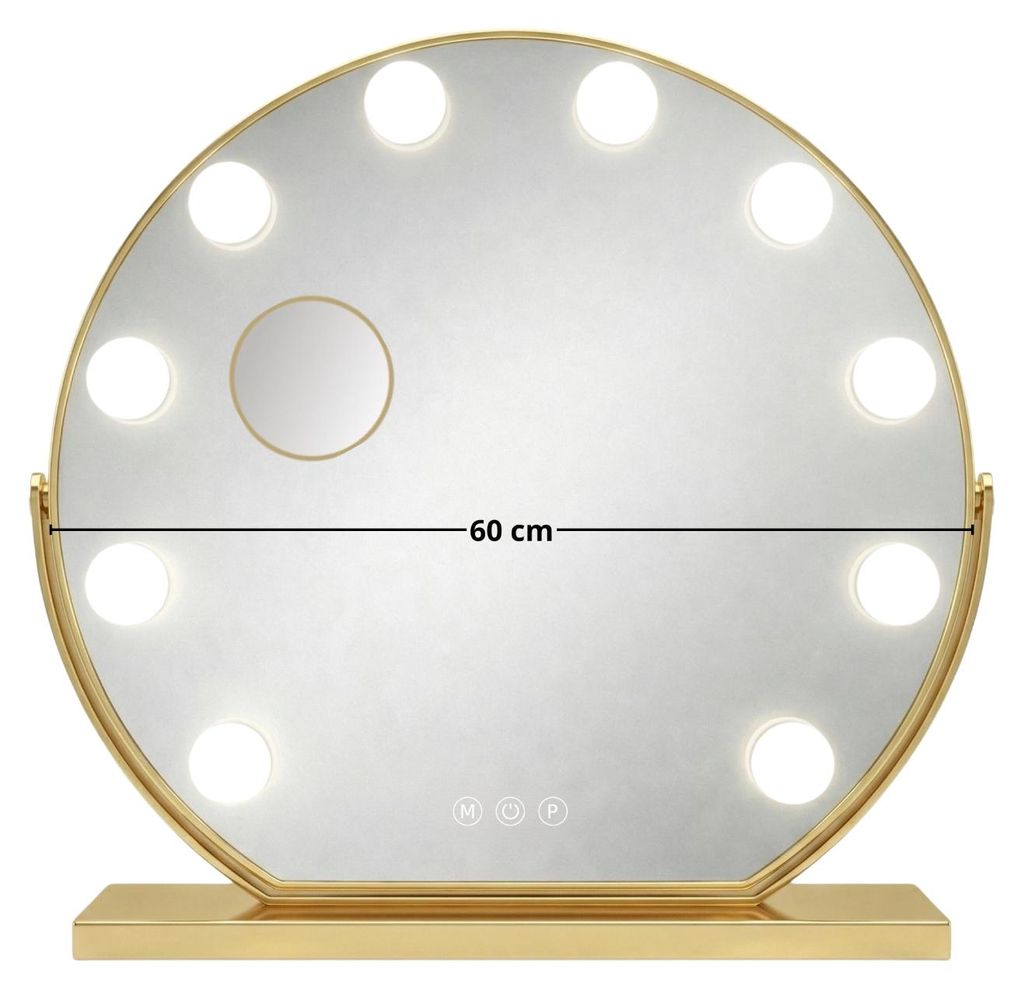 Kosmetické zrcadlo na make-up zlaté 60 cm, 10 LED, barva Obrázek produktu 