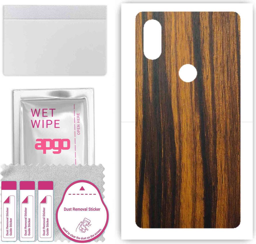 apgo Rückseite Schutzfolie, Skin, kompatibel mit Xiaomi Mi Mix 2S, Hinten Displayschutzfolie aus Vinylfolie, kratzfest, einfache Montage - Tigerwood