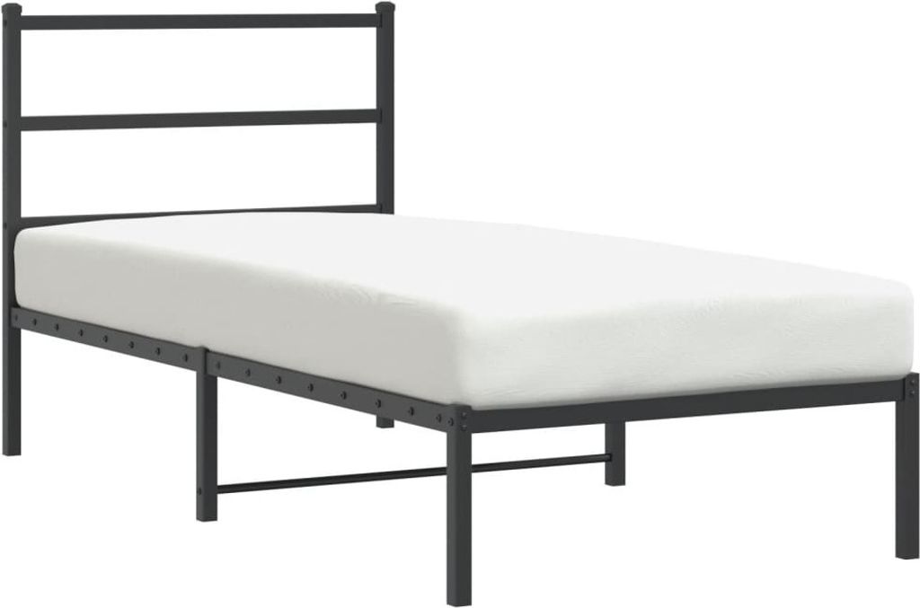 Postel s čelem kovová černá 90x200 cm Obrázek produktu 