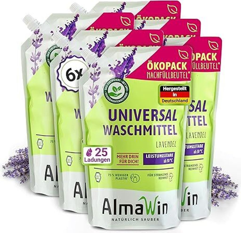 AlmaWin Waschmittel flüssig, 6 x1,5 l Produktbild 1