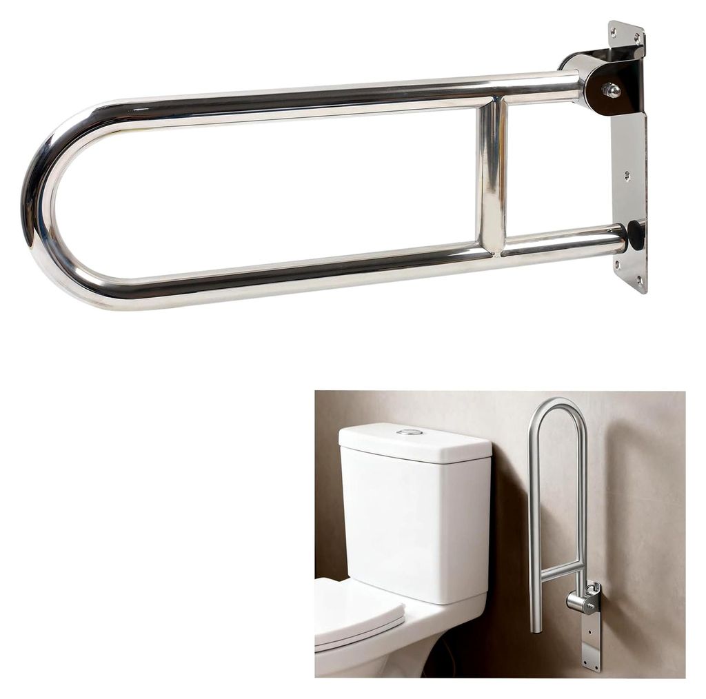 Behinderten WC Haltegriff, 60 cm klappbarer Edelstahl Haltegriff für Senioren bis 200 kg, rutschfester Stützgriff für die Toilette, Aufstehhilfe...