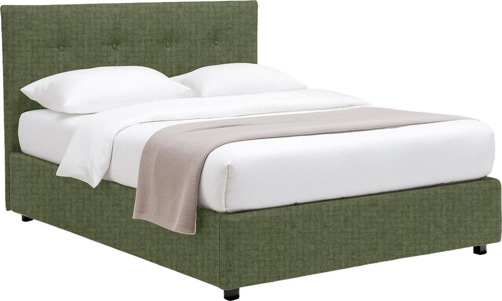 Dmora Einzelbett Fiumalbo Grün, Abziehbar mit Stauraum