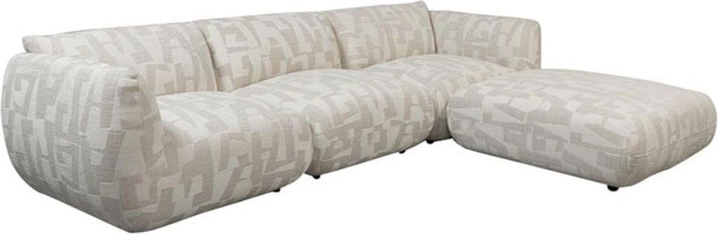 Ecksofa Amsterdam als 4-Sitzer - Longchair rechts - Cremeweiß