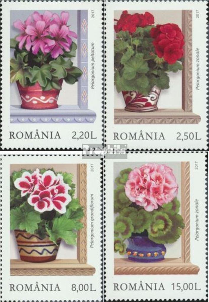 Briefmarken Rumänien 2017 Mi 7300-7303 (kompl.Ausg.) postfrisch Fensterblumen