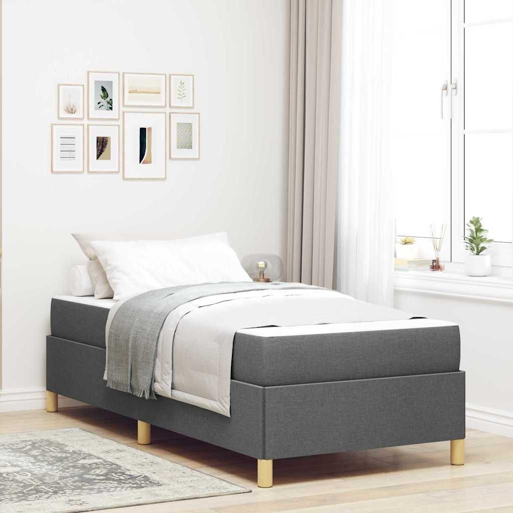 Boxspringbett Dunkelgrau und Weiß und Dunkelgrau 90 x 200 cm